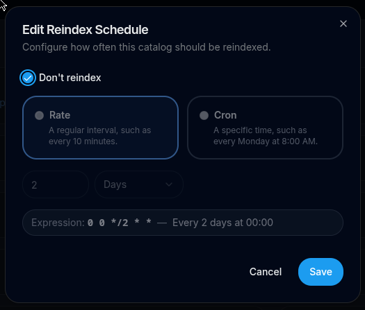 Prevent catalog scheduled reindex Prevent catalog scheduled reindex